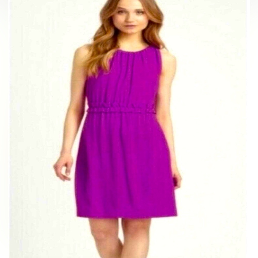 Kate Spade Magenta Purple Katia Cinched Waist Dress With Orange Tie Size Small